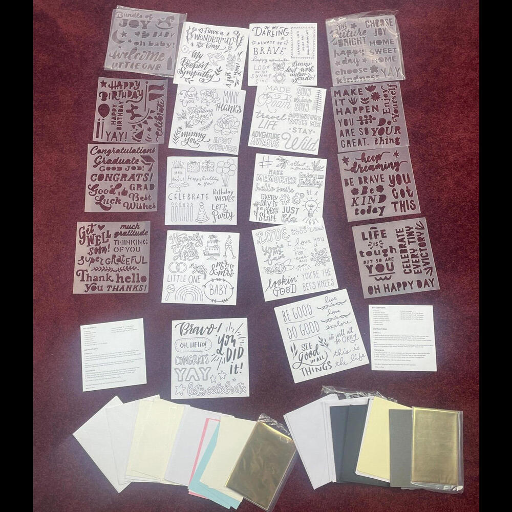 Lot American Crafts Card Making Kits Stencils Sets Envelopes Foil Sheets